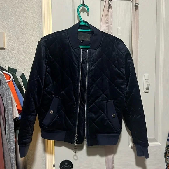 Seven7 | Jackets & Coats | 7 Seven Navy Blue Velvet Bomber